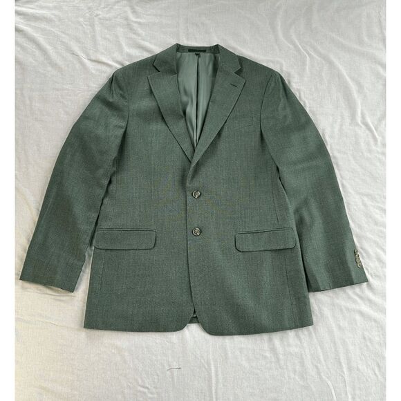 Jos. A Bank Sports Coat/Blazer 42 Long Silk/Wool Blend Dark Green Tailored Fit - Picture 1 of 11